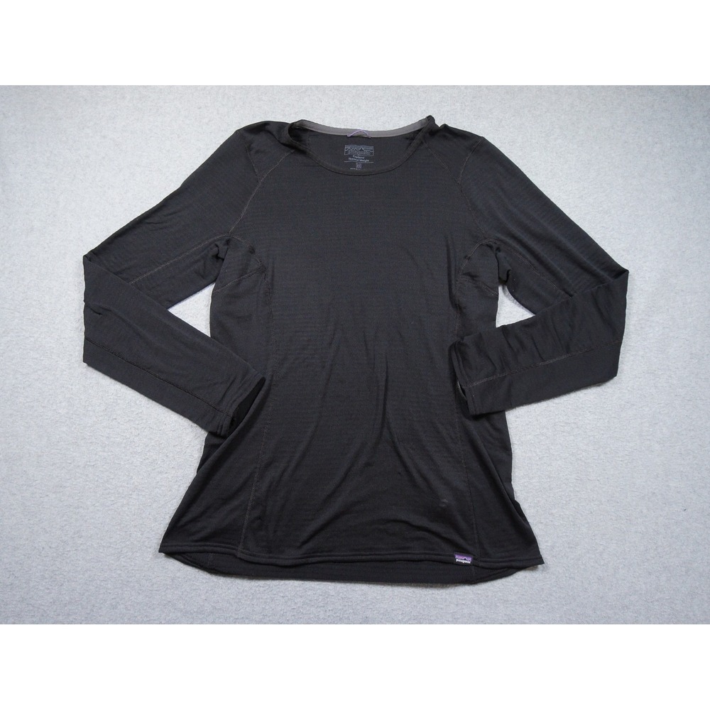 Patagonia Capilene Womens Medium Black Baselayer CrewT hermal Weight Hiking